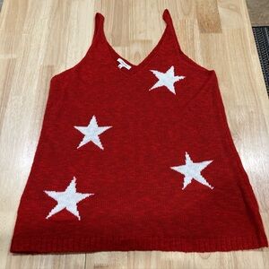 Maurices Women’s Vibrant Red With White Stars Knit Tank Top Size M